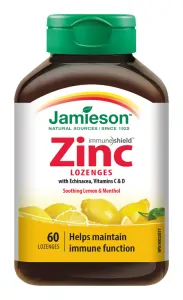 JAMIESON ZINOK S VITAMÍNMI C A D3 PASTILKY S PRÍCHUŤOU CITRÓNA 60PAS.