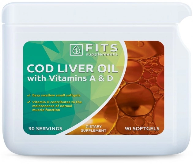 Olej z tresčej pečene s vitamínom A a D - 90 sofgelových kapsúl - Fits Supplements