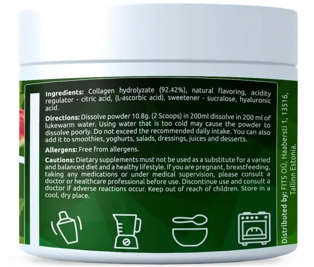 Prémiový kolagén Fits Supplements 10.000mg - jahoda - 375g prášok